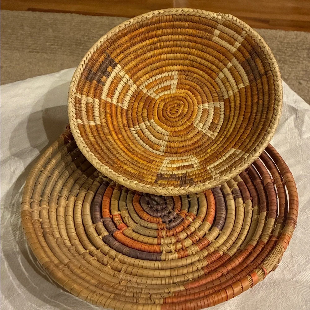 Navajo Woven Baskets ceremonial baskets Hand Woven Sumac Set/2 wedding Baskets